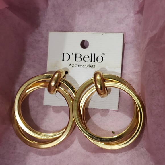 D'Bello Jewelry - Large Gold Plated D'Bello hoop Fashion Earrings